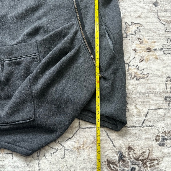 Aakasha Asymmetrical Long Hoodie XS Dark Gray Avant Garde Zip Jacket - Picture 8 of 9